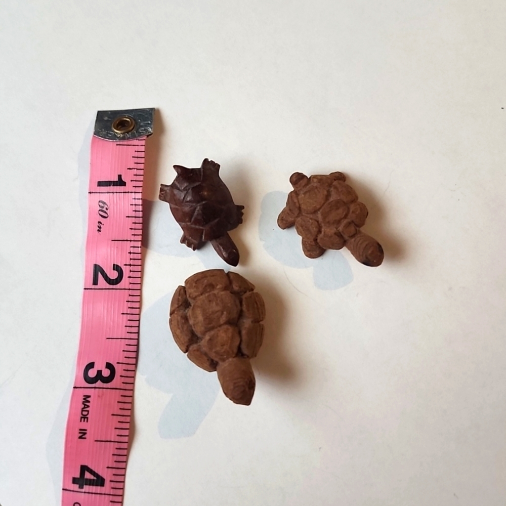 Hand carved wood turtles